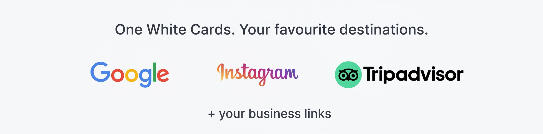 One White Cards page connects your Google, Instagram, Tripadvisor and all your business links